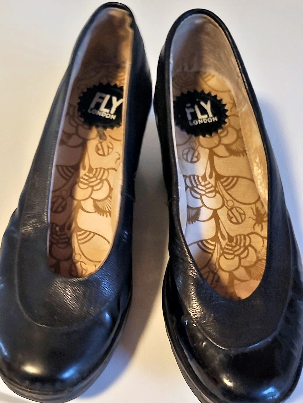 Fly London Yaz Black Leather Wedge Pump